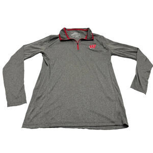 Wisconsin Badgers Colosseum Athletic Quarter Zip Grey Pullover Size Large